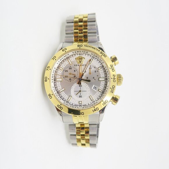 Versace VE2U00422 Hellenyium Chrono 2 Tone Bracelet, Quartz, New Watch for Men. - Picture 1 of 7